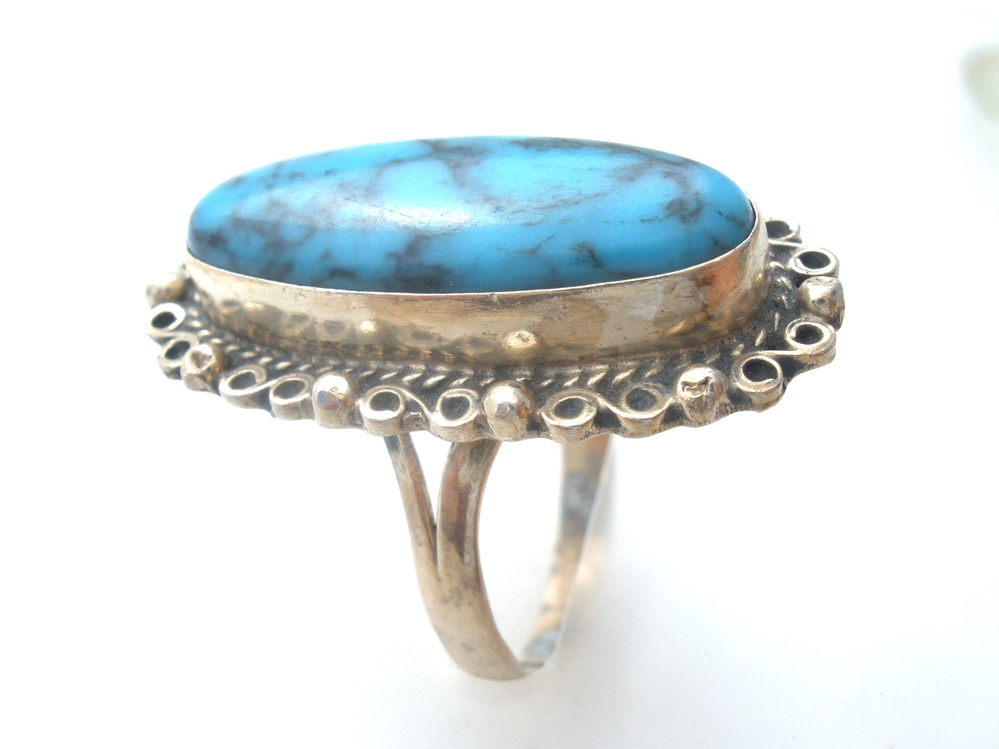 Mexican Turquoise Ring Sterling Silver Size 6.5