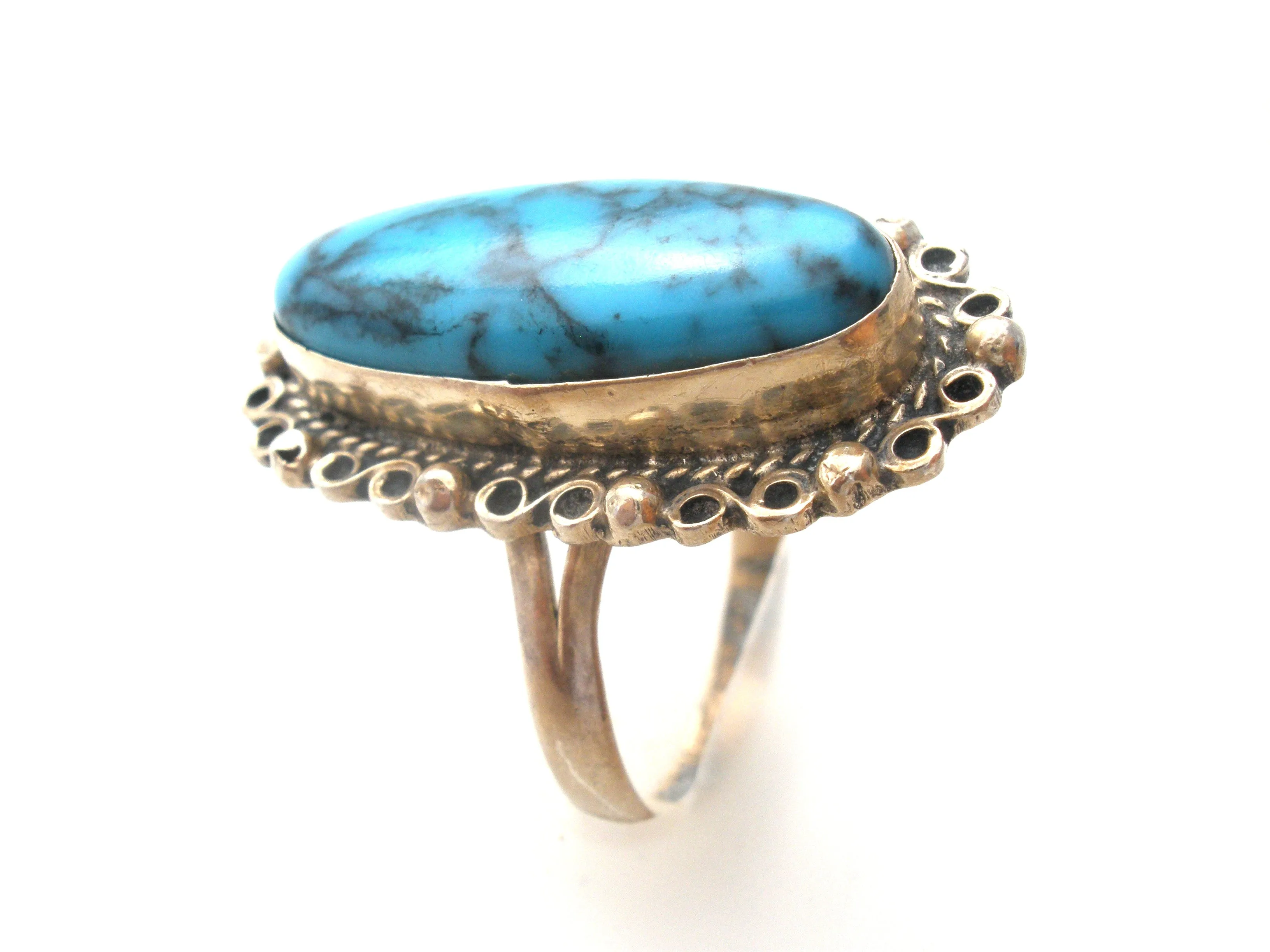 Mexican Turquoise Ring Sterling Silver Size 6.5