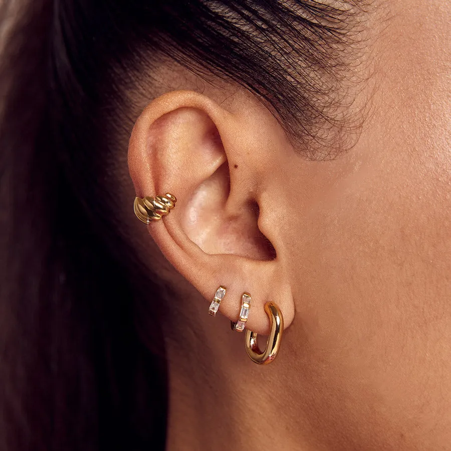 Mini Pipe Gold Earrings