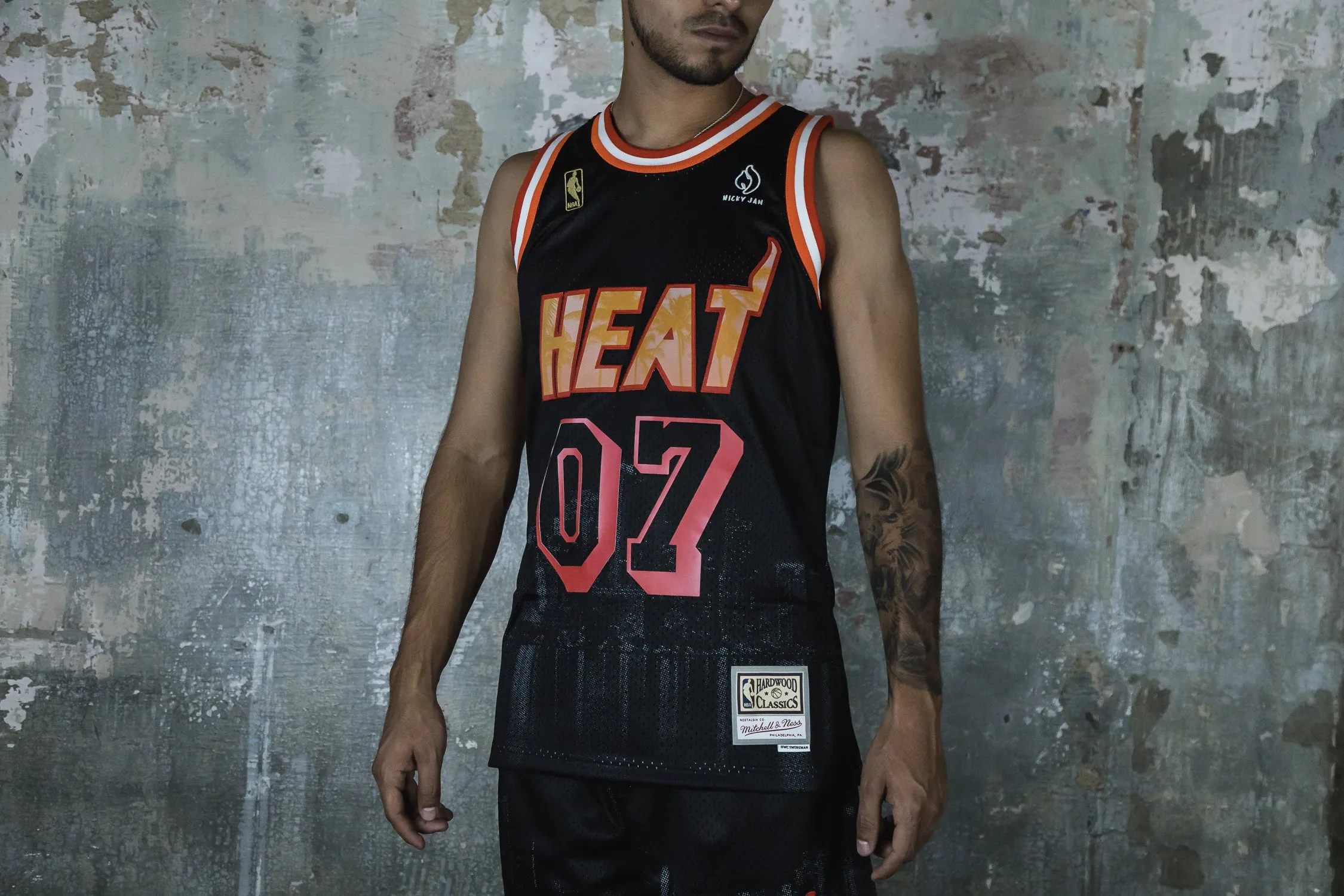 Mitchell & Ness x Nicky Jam Miami Heat Swigman Jersey