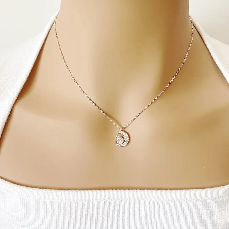 Moon with Planet Necklace