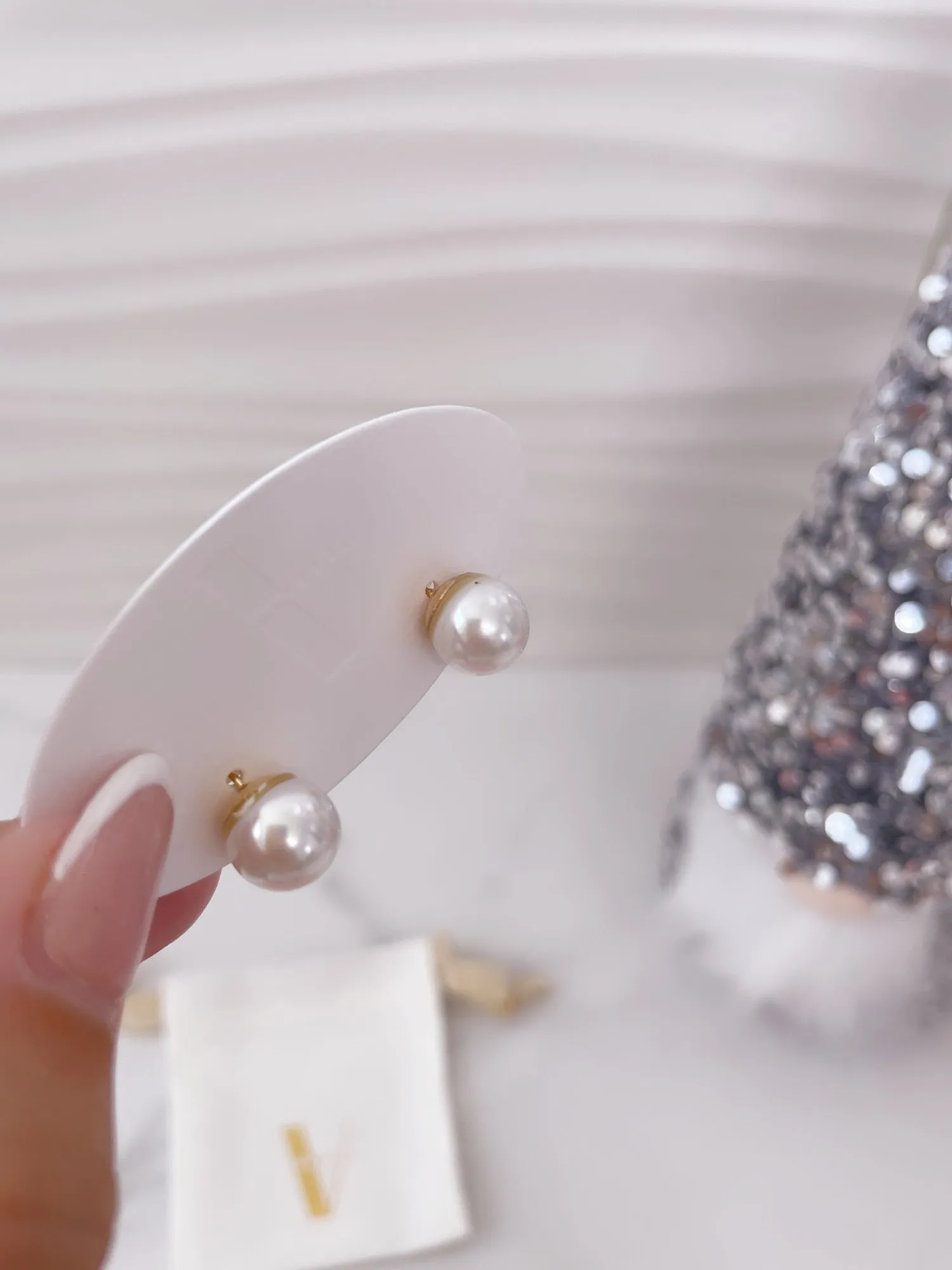 Pearl Earrings Studs, Women Stainless Steel