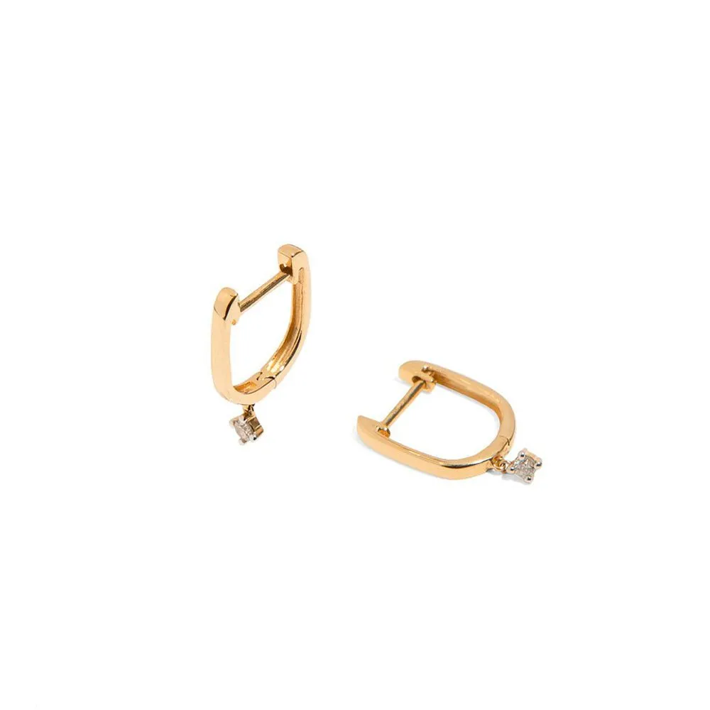 PLAIN 14k GOLD & DIAMOND HUGGIES