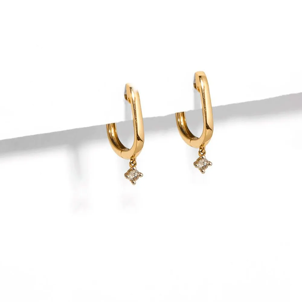 PLAIN 14k GOLD & DIAMOND HUGGIES