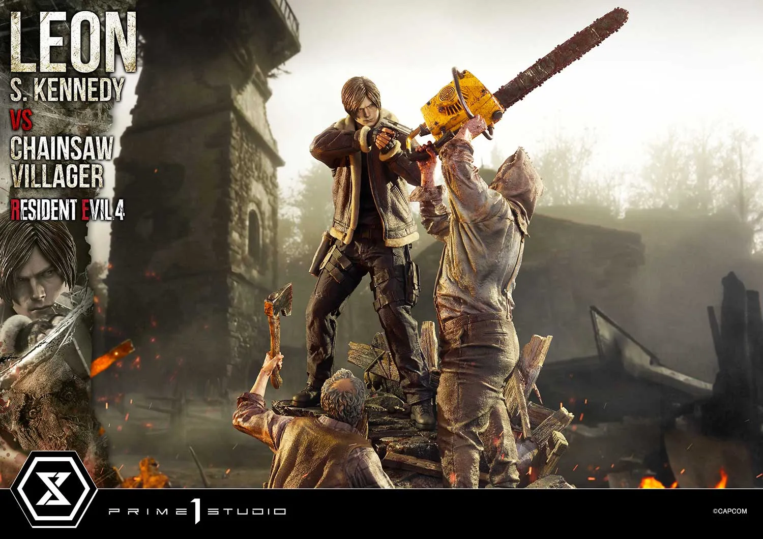 Prime 1 Studios Ultimate Premium Masterline: Resident Evil 4 - Leon S Kennedy Versus Chainsaw Villager Escala 1/4