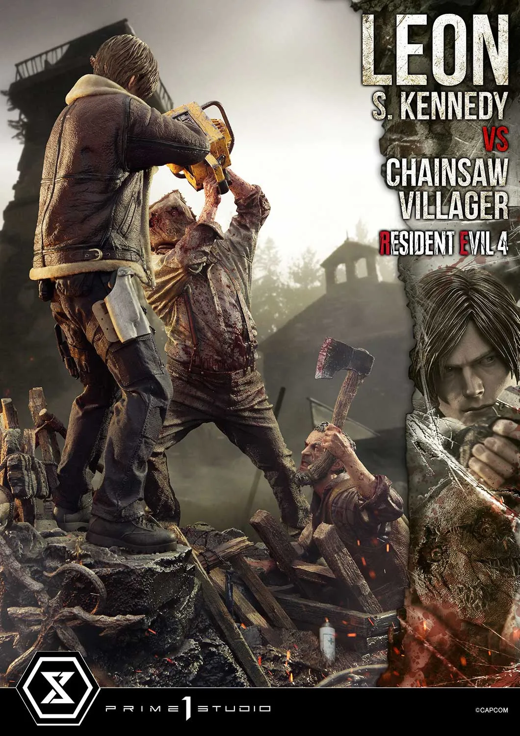 Prime 1 Studios Ultimate Premium Masterline: Resident Evil 4 - Leon S Kennedy Versus Chainsaw Villager Escala 1/4