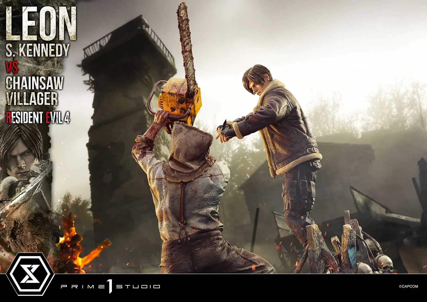 Prime 1 Studios Ultimate Premium Masterline: Resident Evil 4 - Leon S Kennedy Versus Chainsaw Villager Escala 1/4