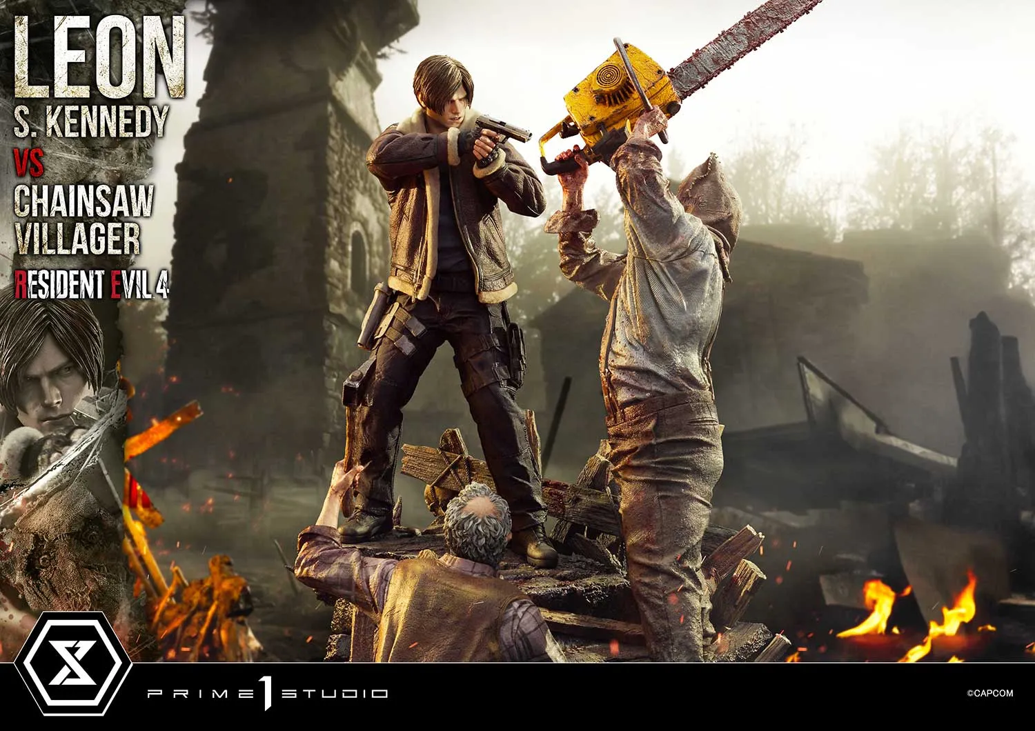 Prime 1 Studios Ultimate Premium Masterline: Resident Evil 4 - Leon S Kennedy Versus Chainsaw Villager Escala 1/4