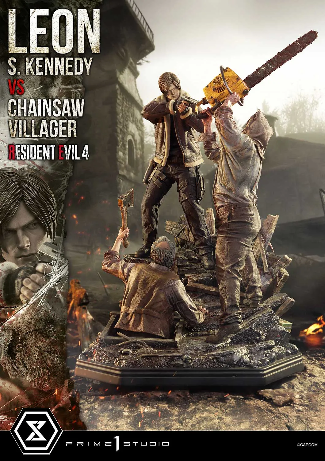 Prime 1 Studios Ultimate Premium Masterline: Resident Evil 4 - Leon S Kennedy Versus Chainsaw Villager Escala 1/4