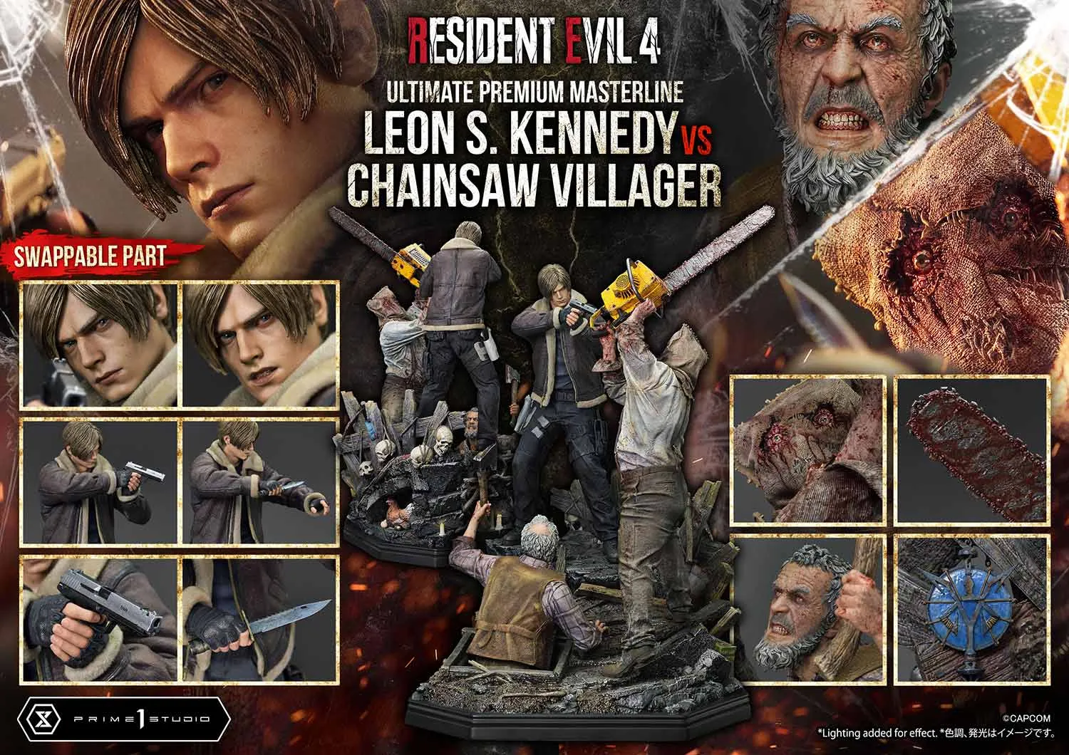 Prime 1 Studios Ultimate Premium Masterline: Resident Evil 4 - Leon S Kennedy Versus Chainsaw Villager Escala 1/4