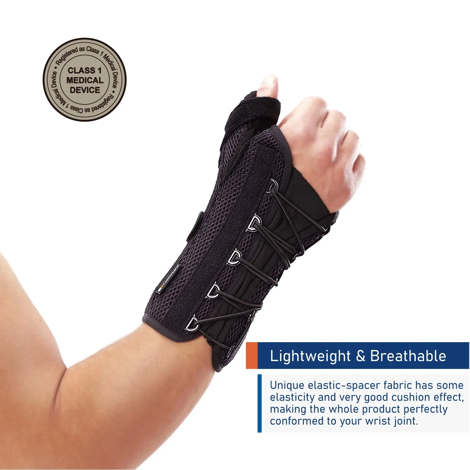 Quick-Strap Wrist & Thumb Spica Splint  Adjustable Support Brace for De Quervain's Tenosynovitis, Tendonitis, Arthritis, Sprains, and Fractures (L/XL, Right Hand)