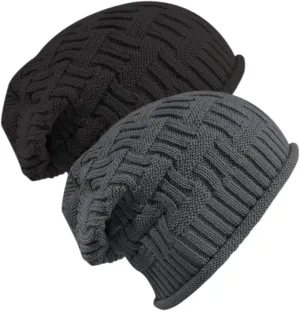 Senker Fashion 2 Pack Winter Slouchy Beanie for Women, Knit Beanies Warm Fleece Lined Chunky Oversized Skull Cap Gifts