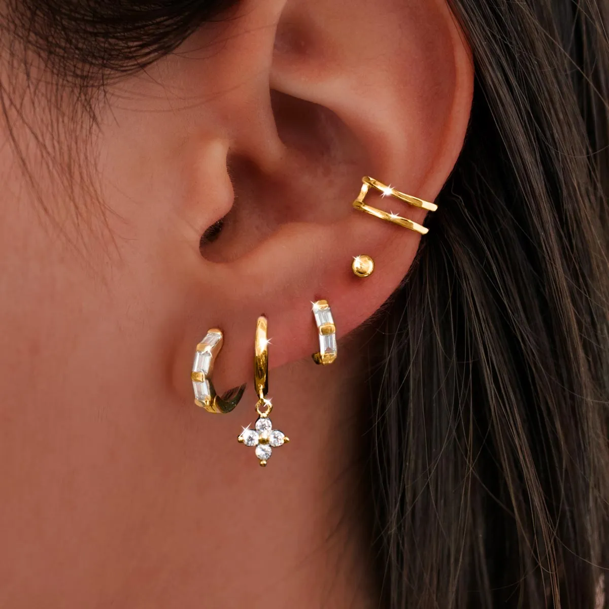 Sia S Gold Cartilage Hoop Earring