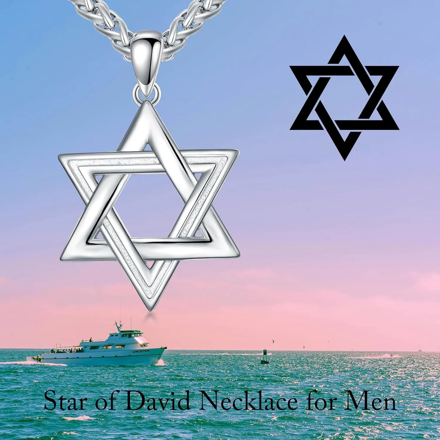 Star of David Necklace for Men 925 Sterling Silver Estrella De David Classic Jewish Israeli Pendant Necklace Jewelry Gifts for Men Women