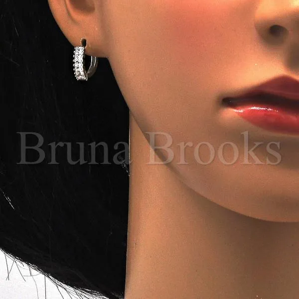 Sterling Silver 02.175.0085.15 Huggie Hoop, with White Cubic Zirconia, Polished Finish, Rhodium Tone