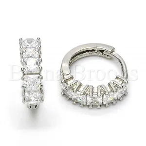 Sterling Silver 02.175.0085.15 Huggie Hoop, with White Cubic Zirconia, Polished Finish, Rhodium Tone