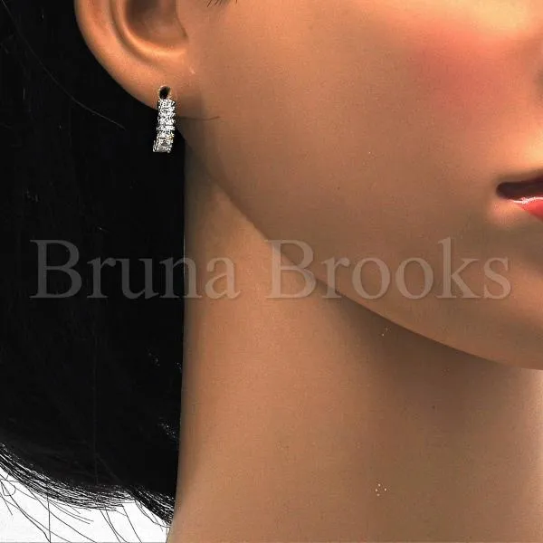 Sterling Silver 02.175.0085.15 Huggie Hoop, with White Cubic Zirconia, Polished Finish, Rhodium Tone