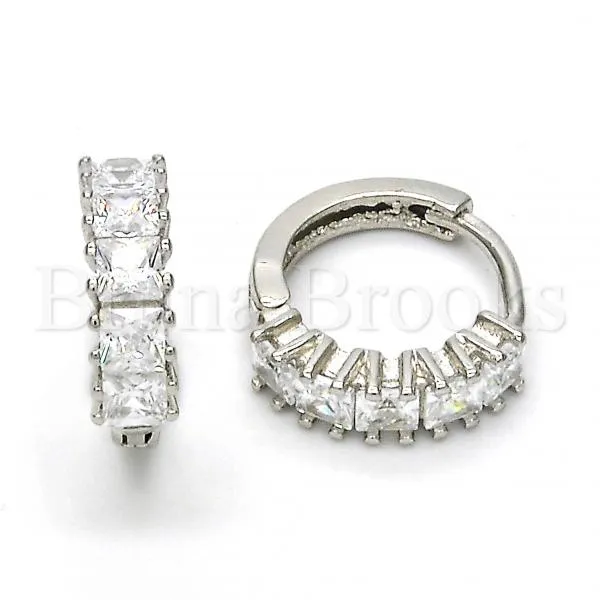 Sterling Silver 02.175.0085.15 Huggie Hoop, with White Cubic Zirconia, Polished Finish, Rhodium Tone