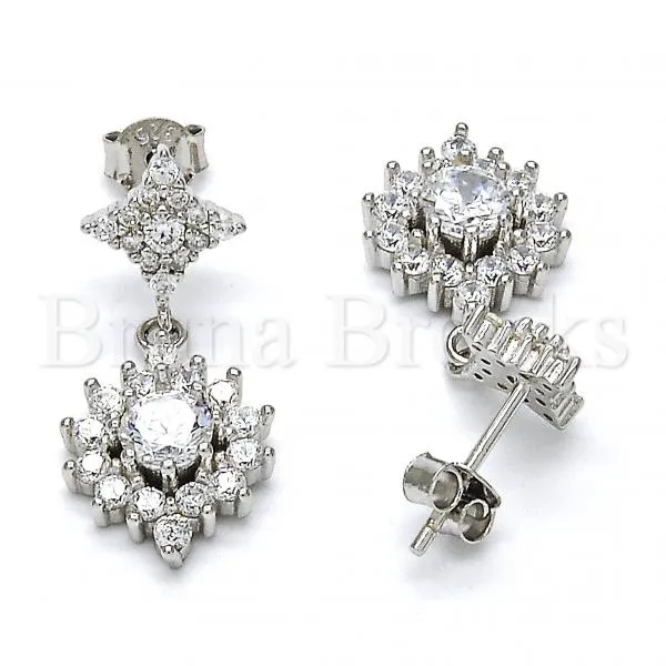 Sterling Silver 02.175.0128 Dangle Earring, with White Cubic Zirconia, Polished Finish, Rhodium Tone