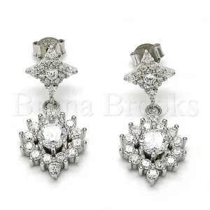 Sterling Silver 02.175.0128 Dangle Earring, with White Cubic Zirconia, Polished Finish, Rhodium Tone