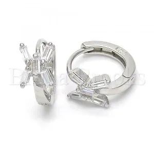 Sterling Silver 02.175.0157.15 Huggie Hoop, with White Cubic Zirconia, Polished Finish, Rhodium Tone