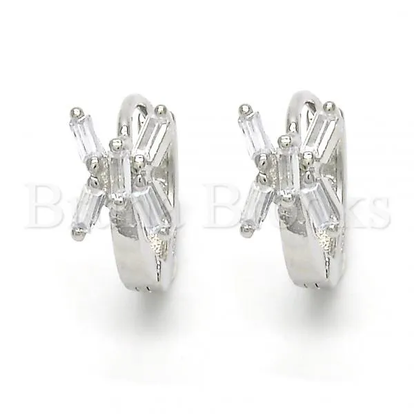 Sterling Silver 02.175.0157.15 Huggie Hoop, with White Cubic Zirconia, Polished Finish, Rhodium Tone