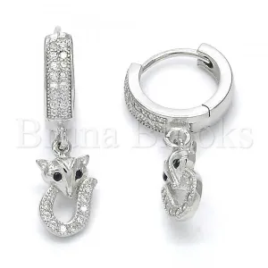 Sterling Silver 02.186.0078 Dangle Earring, with Black and White Micro Pave, Polished Finish, Rhodium Tone