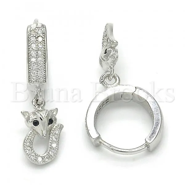 Sterling Silver 02.186.0078 Dangle Earring, with Black and White Micro Pave, Polished Finish, Rhodium Tone