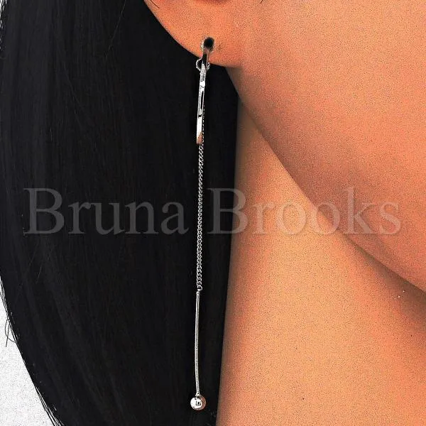 Sterling Silver 02.186.0096 Long Earring, Polished Finish, Rhodium Tone