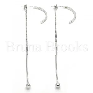 Sterling Silver 02.186.0096 Long Earring, Polished Finish, Rhodium Tone