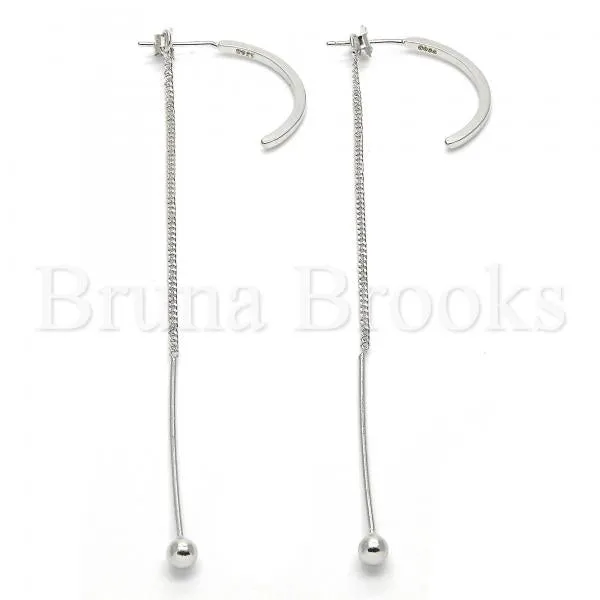 Sterling Silver 02.186.0096 Long Earring, Polished Finish, Rhodium Tone