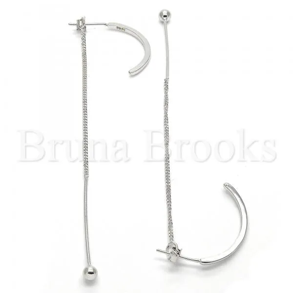 Sterling Silver 02.186.0096 Long Earring, Polished Finish, Rhodium Tone