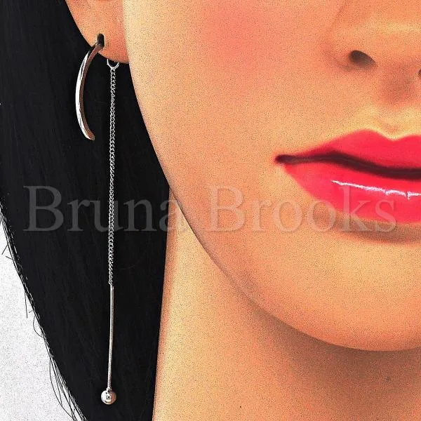 Sterling Silver 02.186.0096 Long Earring, Polished Finish, Rhodium Tone