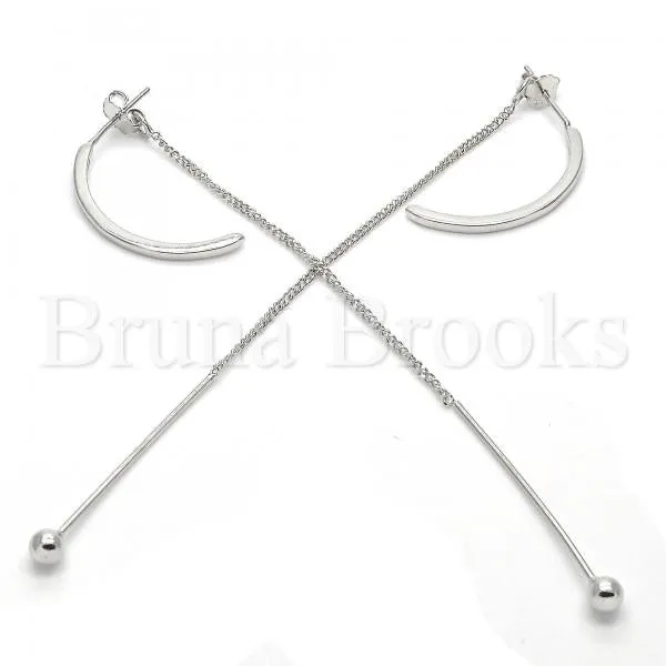 Sterling Silver 02.186.0096 Long Earring, Polished Finish, Rhodium Tone