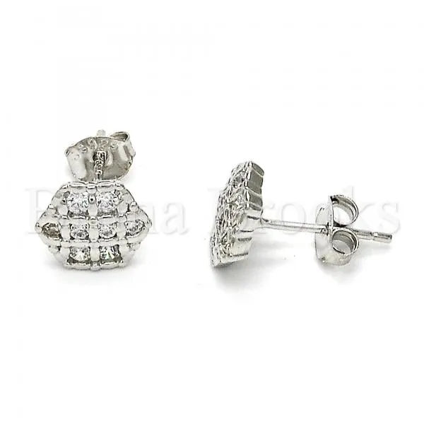 Sterling Silver 02.285.0022 Stud Earring, with White Cubic Zirconia, Polished Finish, Rhodium Tone