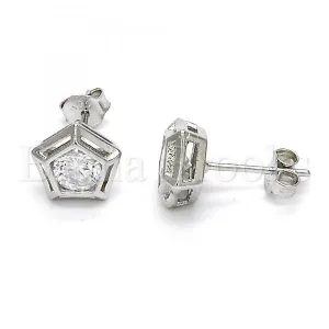 Sterling Silver 02.285.0043 Stud Earring, with White Cubic Zirconia, Polished Finish, Golden Tone
