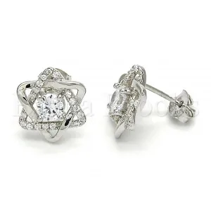 Sterling Silver 02.285.0070 Stud Earring, with White Cubic Zirconia, Polished Finish,