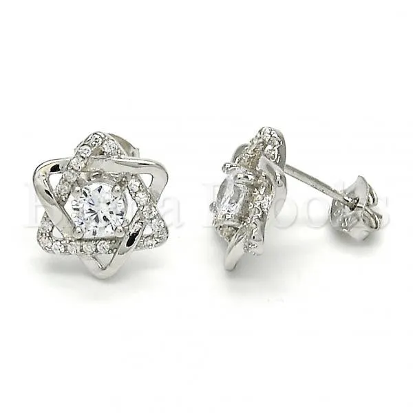 Sterling Silver 02.285.0070 Stud Earring, with White Cubic Zirconia, Polished Finish,