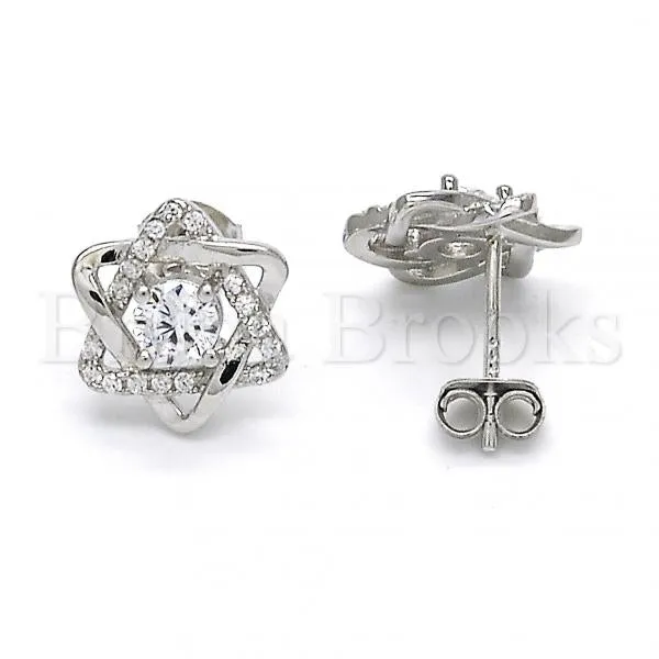 Sterling Silver 02.285.0070 Stud Earring, with White Cubic Zirconia, Polished Finish,