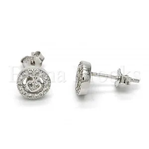 Sterling Silver 02.290.0014 Stud Earring, with White Micro Pave, Polished Finish, Rhodium Tone