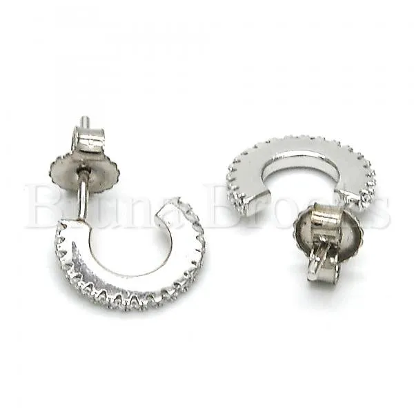 Sterling Silver 02.291.0015 Stud Earring, with White Crystal, Polished Finish, Rhodium Tone