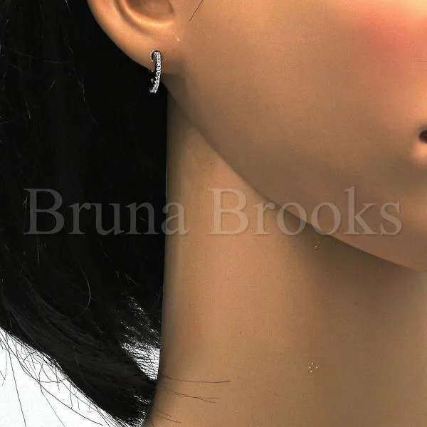Sterling Silver 02.291.0015 Stud Earring, with White Crystal, Polished Finish, Rhodium Tone