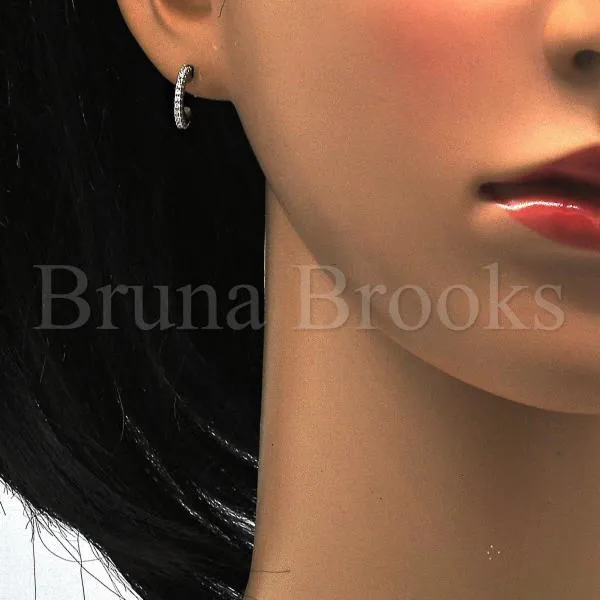 Sterling Silver 02.291.0015 Stud Earring, with White Crystal, Polished Finish, Rhodium Tone