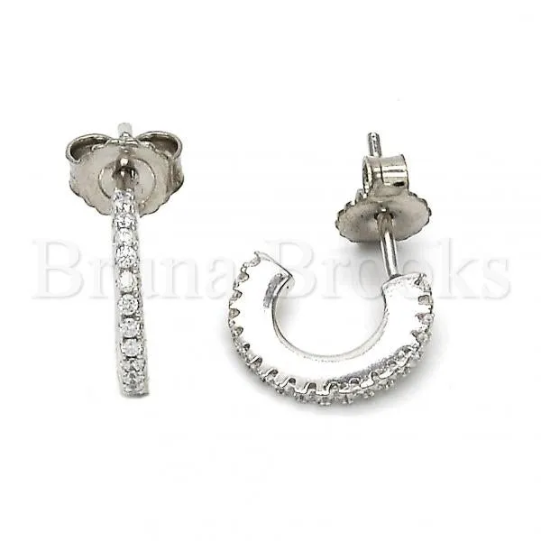 Sterling Silver 02.291.0015 Stud Earring, with White Crystal, Polished Finish, Rhodium Tone