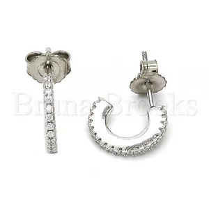 Sterling Silver 02.291.0015 Stud Earring, with White Crystal, Polished Finish, Rhodium Tone