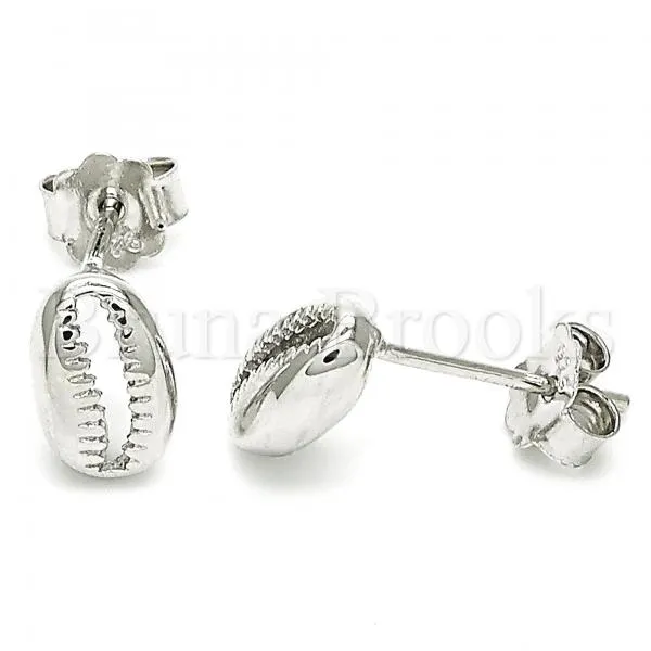 Sterling Silver 02.370.0001 Stud Earring, Polished Finish, Rhodium Tone