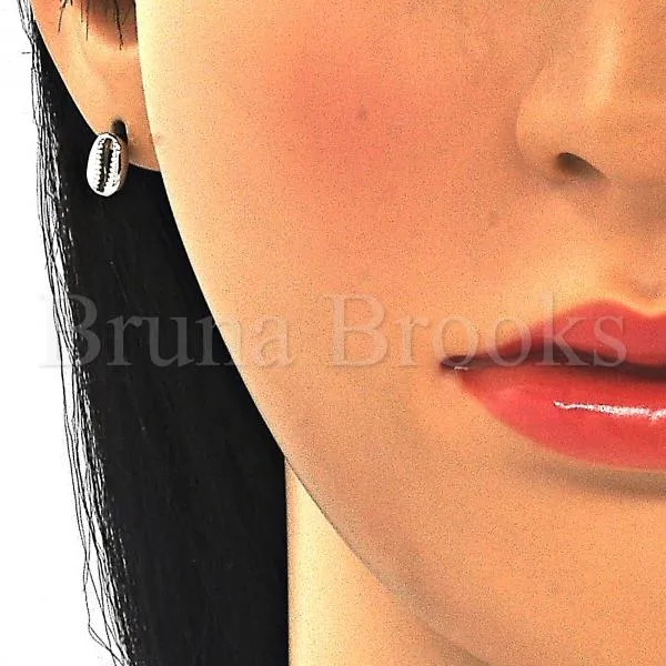 Sterling Silver 02.370.0001 Stud Earring, Polished Finish, Rhodium Tone