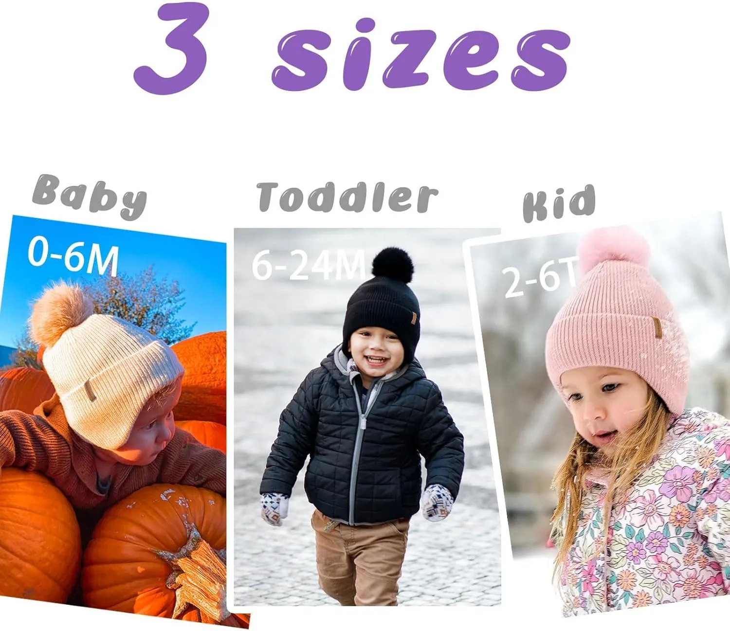 Toddler Baby Winter Hat Warm Fleece Lined Knit Kids Hat with Earflap Infant Newborn Pom Pom Beanie Knit Cap Girls Boys
