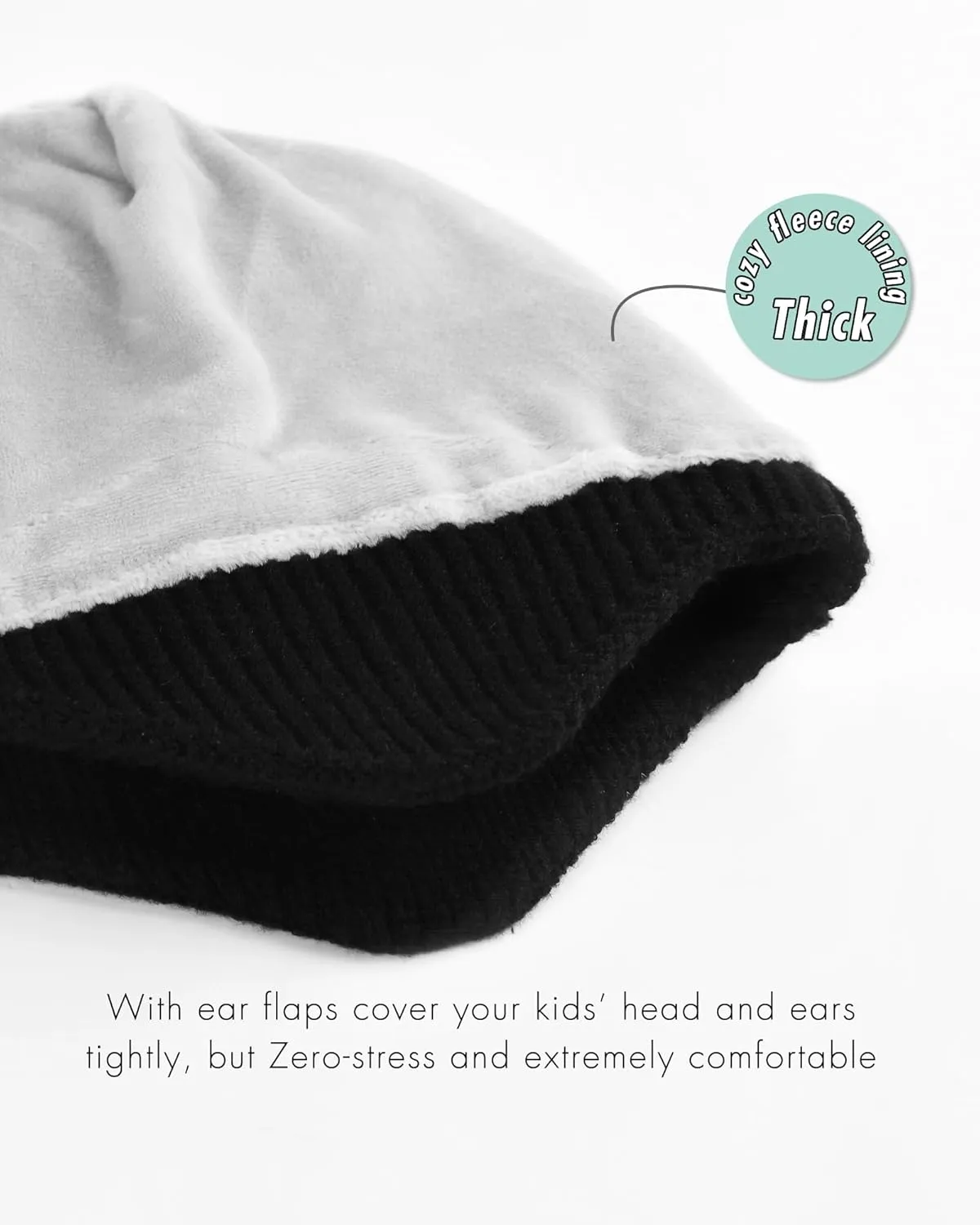 Toddler Baby Winter Hat Warm Fleece Lined Knit Kids Hat with Earflap Infant Newborn Pom Pom Beanie Knit Cap Girls Boys