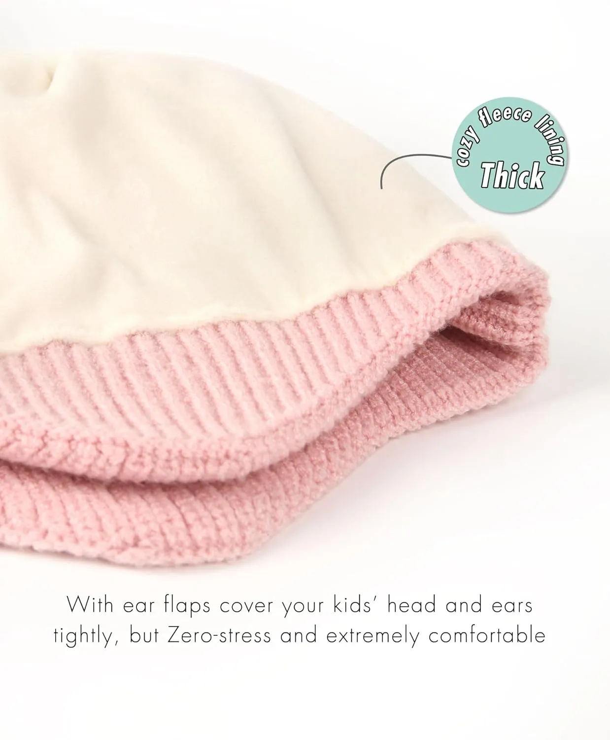 Toddler Baby Winter Hat Warm Fleece Lined Knit Kids Hat with Earflap Infant Newborn Pom Pom Beanie Knit Cap Girls Boys